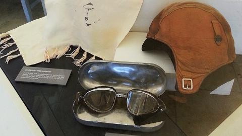 Cap, goggles and scarf worn by women pilots in history