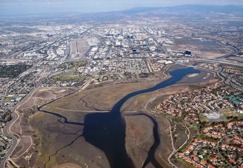 aerial view of airport and Upper Newport Bay, environs