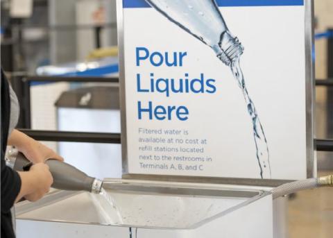 liquid collected unit at security line in terminal