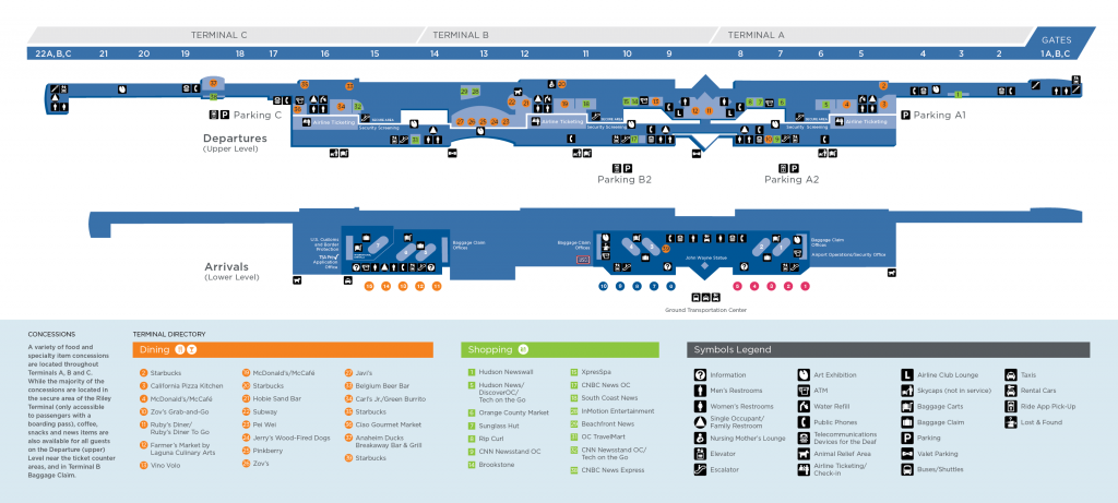 Terminal Map | John Wayne Airport, Orange County