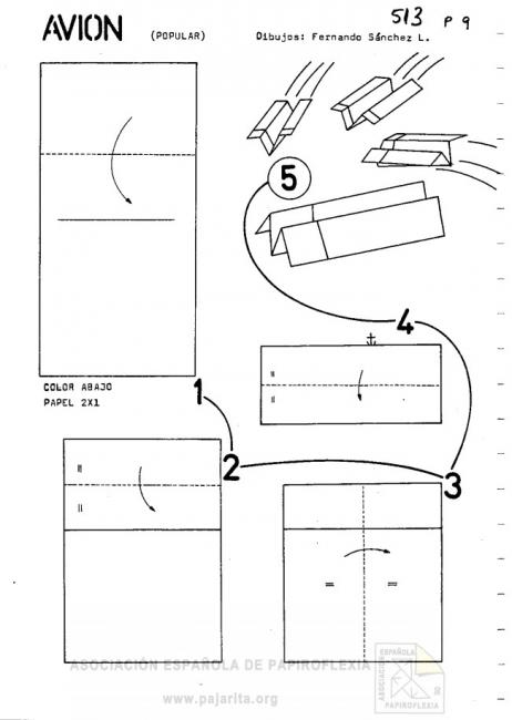 Instructions for folding Avion airplane