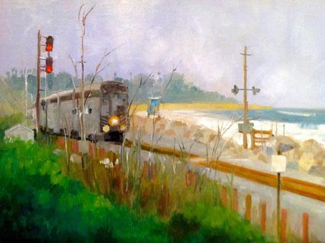 Train on Beach Painting 