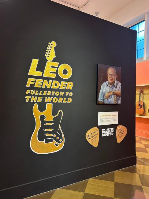 Leo Fender: Fullerton to the World Exhibition Title Wall, photo credit: Davis Barber