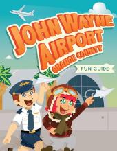 Children dressed as airplane pilots on illustrated cover of fun guide