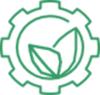 green gear with leaf inside, outline on white